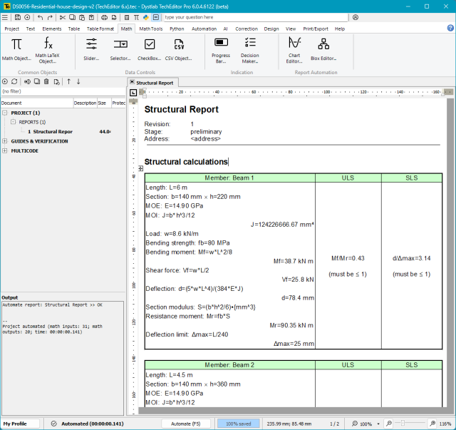 Structural Calculations for Beams and Columns in a Residential Building (Template)