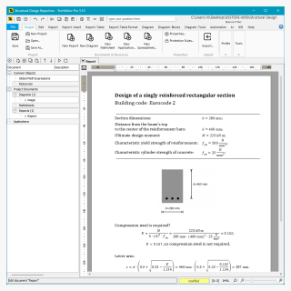 0058. Calculation of a singly reinforced concrete section according to Eurocode 2 (report example)